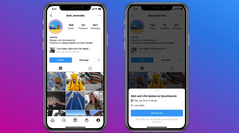 Rappel Instagram en direct