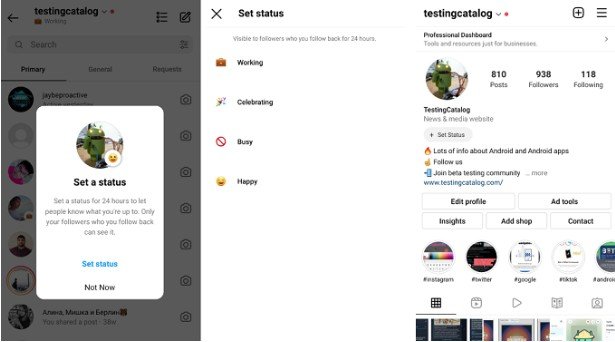 Profil de statut Instagram