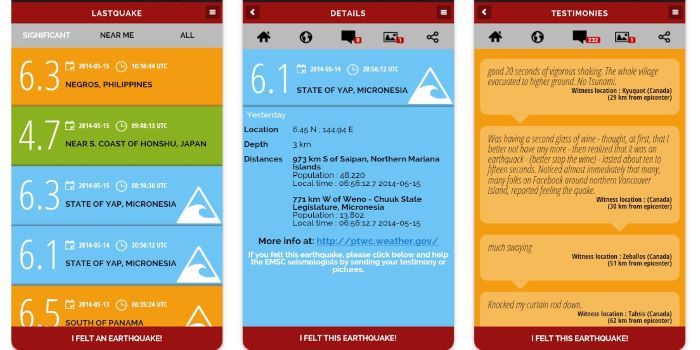 Applications qui détectent les tremblements de terre