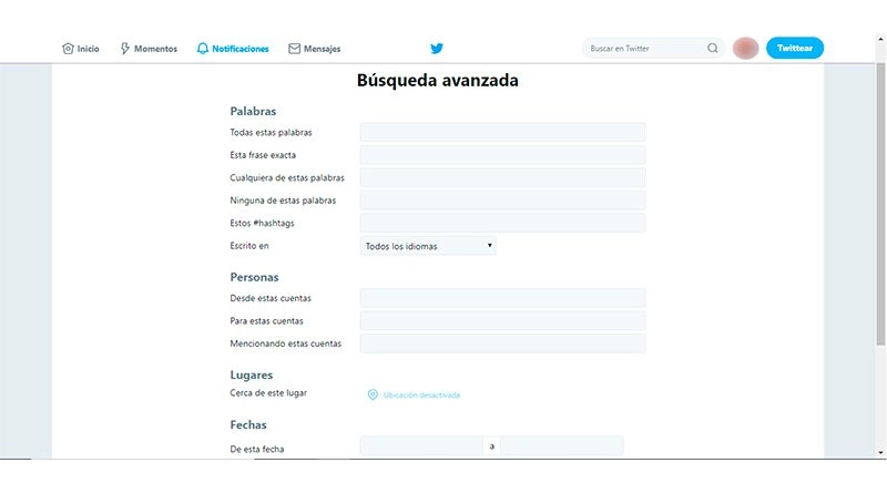 Barre de recherche avancée Twitter