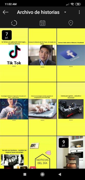 Vue chronologique des histoires Instagram