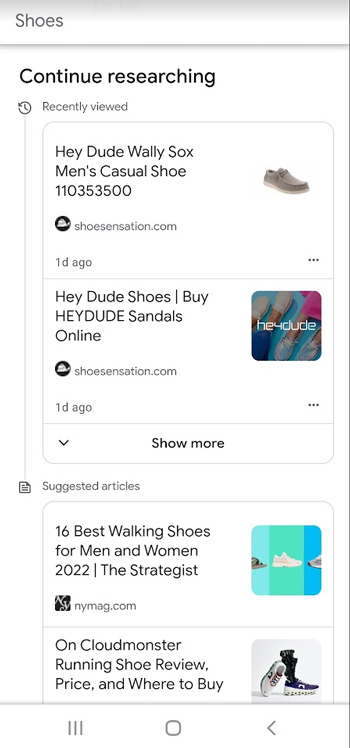 Continuez à rechercher la section dans le tableau de bord des tâches de Discover.
