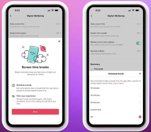 Contrôle du temps d'écran TikTok