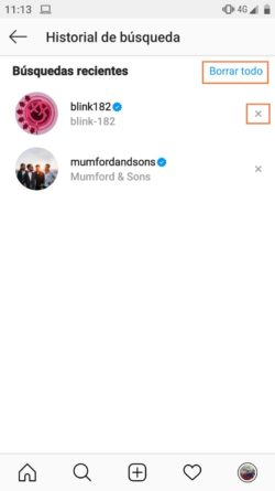 Effacer l'historique d'Instagram