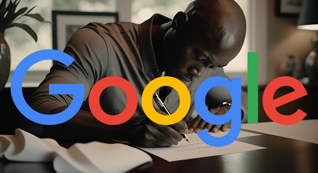 Homme vérifiant le logo Google
