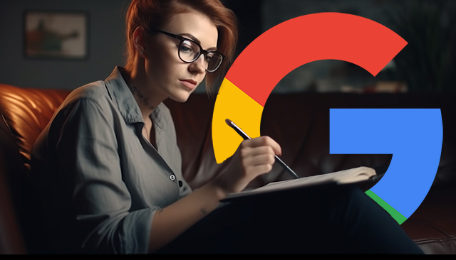 femme, écriture, sofa, google, logo