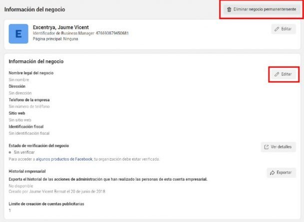 Changer le nom de la page Facebook