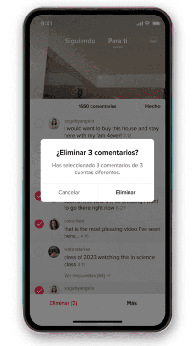 TikTok supprimer les commentaires