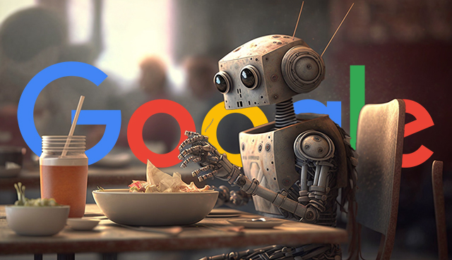 Robot mangeant les logos Google