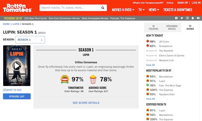 Site Web des tomates pourries