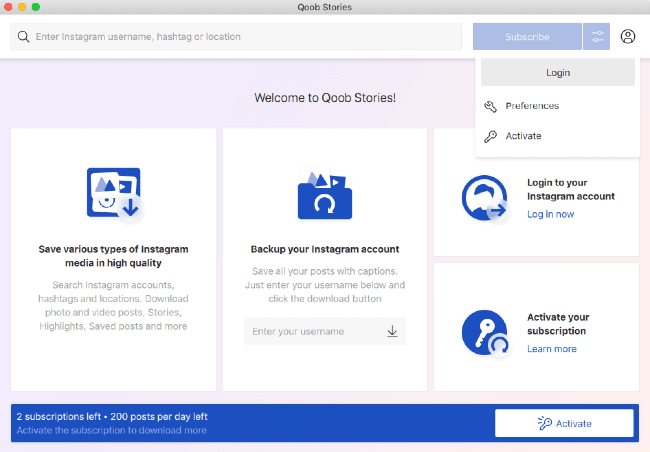 Options de téléchargement Qoob