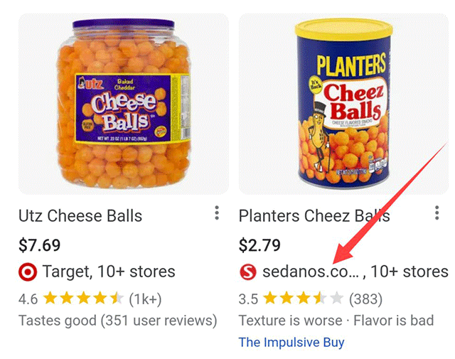 Nom de la boutique Google Résultat du produit