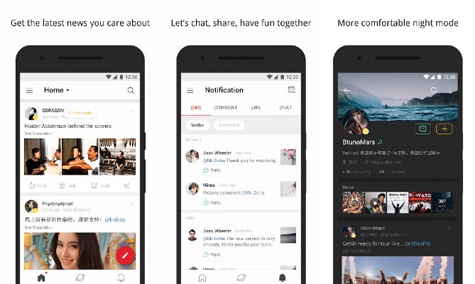 Réseau social de l'application Weibo Twitter