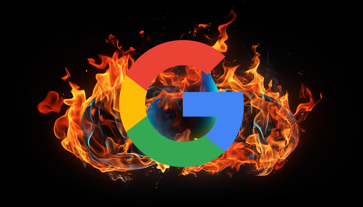 Logo de recherche Google consommé par le feu