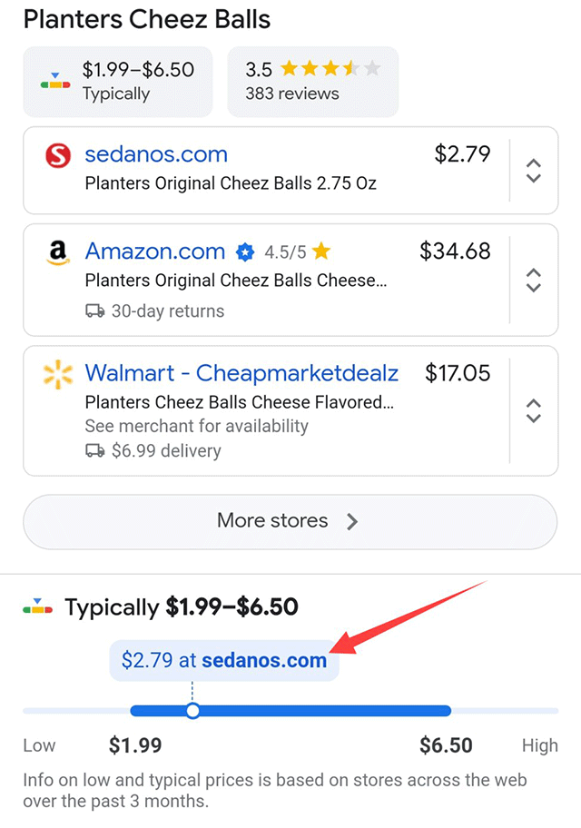 Curseur de gamme de prix Google Nom de la marque