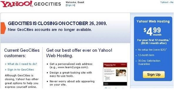 Réseau social Geocities Yahoo