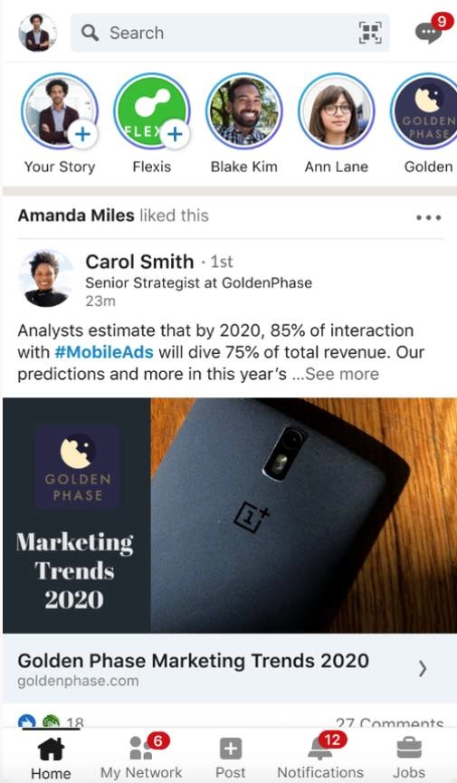 Refonte de Linkedin sur mobile