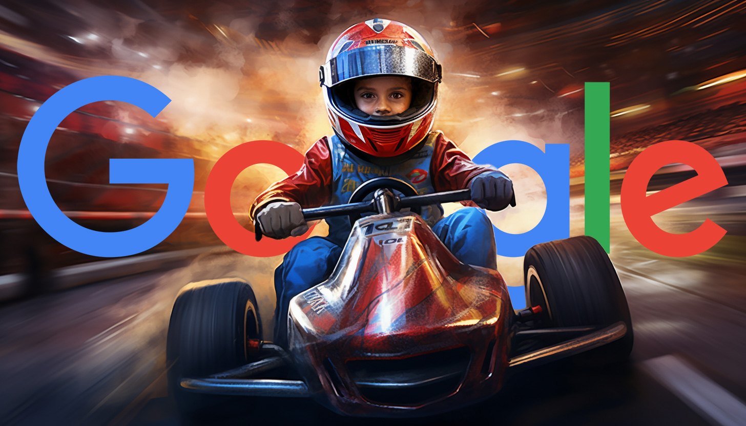 garçon, voiture course, rapide, google, logo