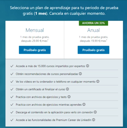 Plans d'abonnement à LinkedIn Learning