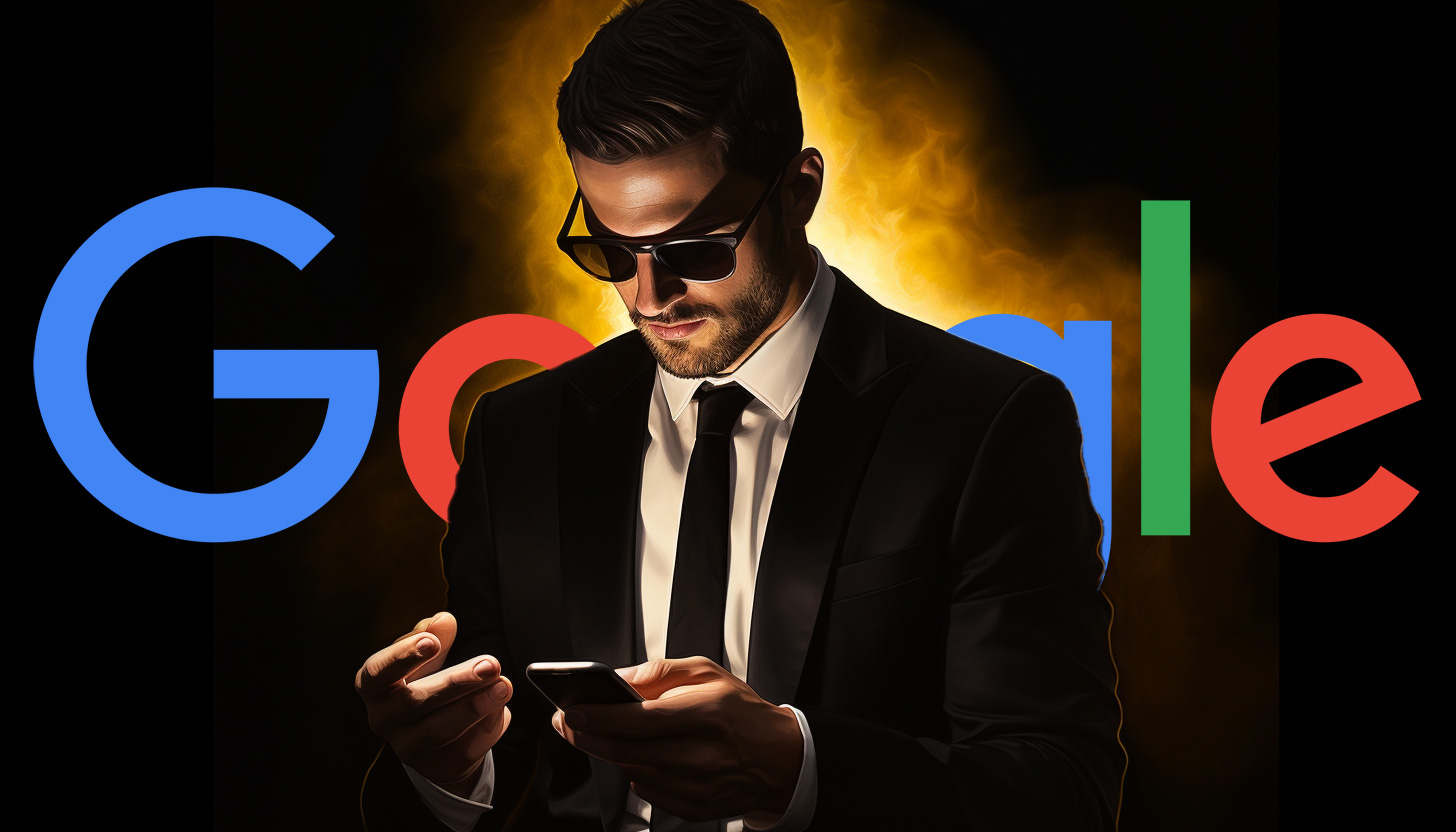 Homme faisant défiler le logo Google sombre