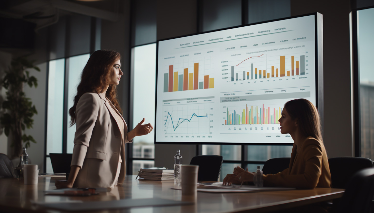 Femme présentant un graphique