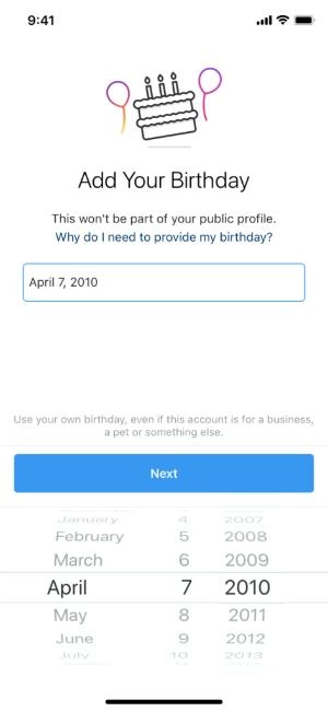 Forme d'âge Instagram