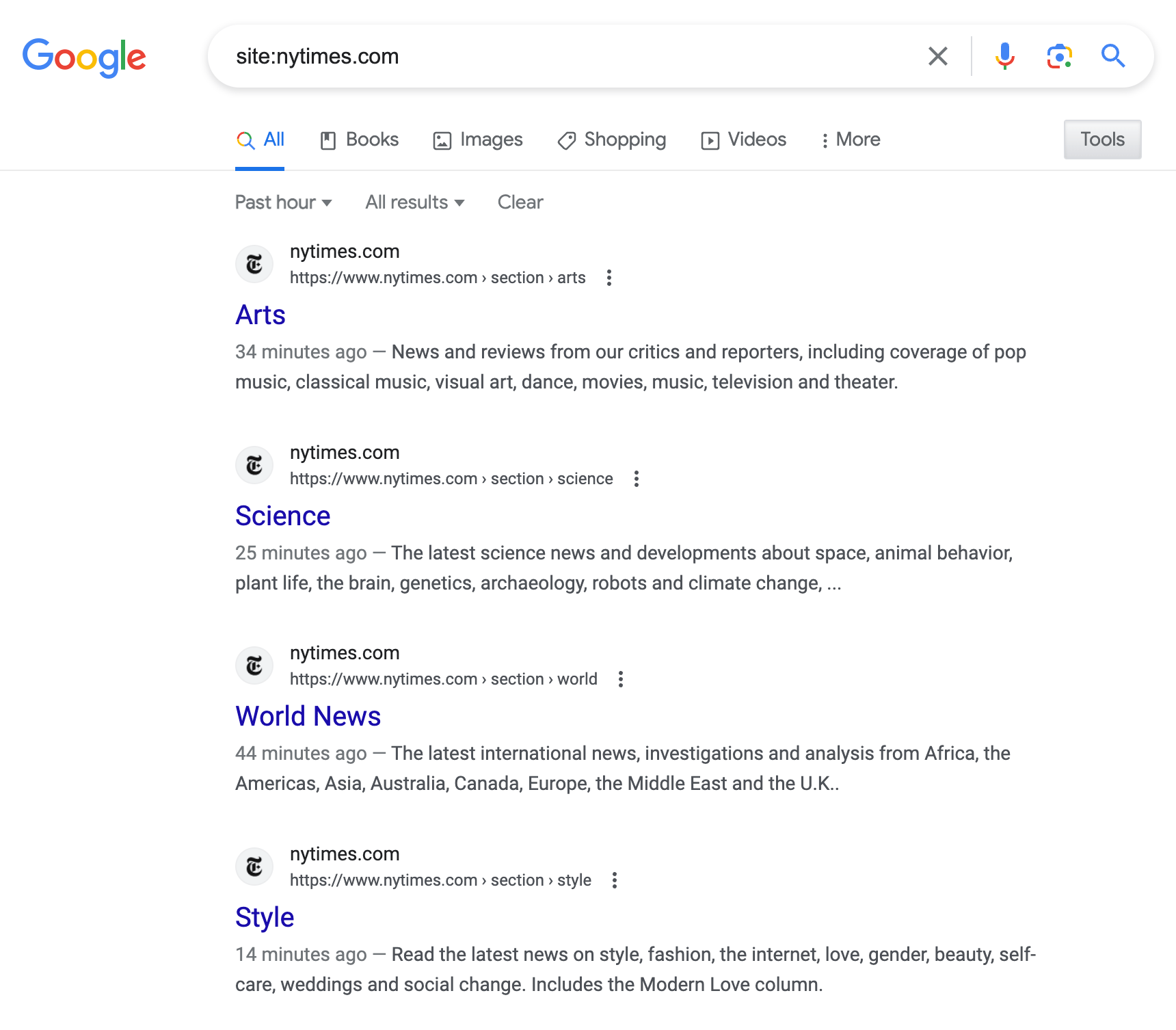 Nouvelle commande du site Google