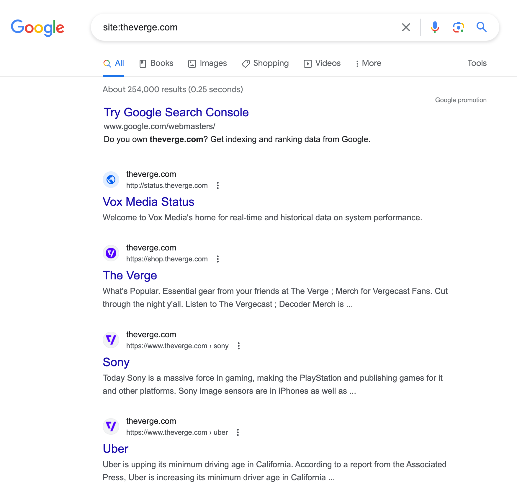 Commande du site Verg Google