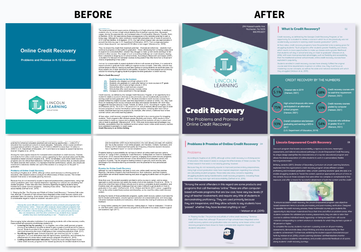 Un livre blanc avant Visme et après Visme.