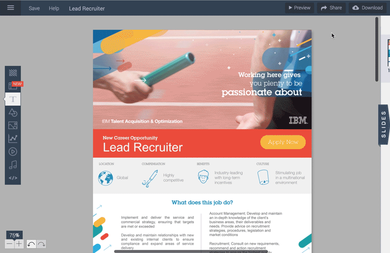étude de cas IBM stratégies de recrutement infographie plateforme visme partage réseaux sociaux en ligne