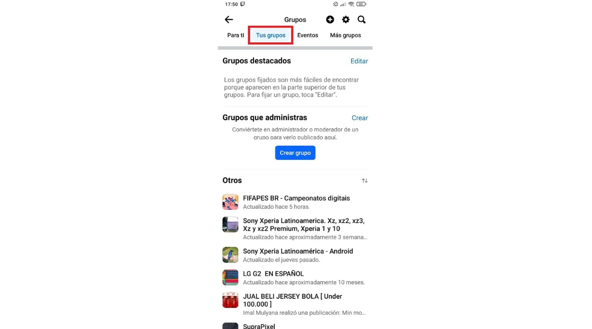Choisissez un groupe sur Facebook