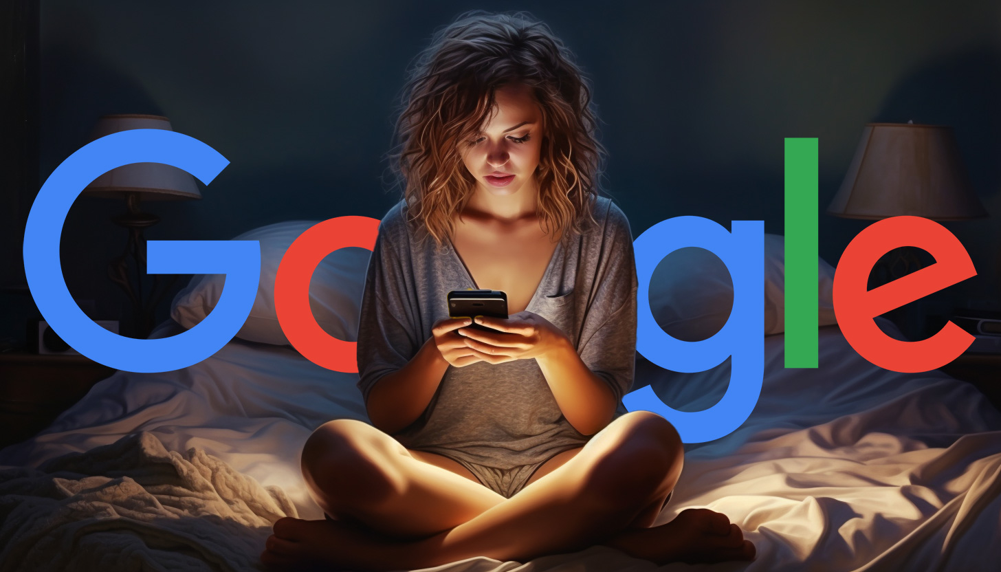 Femme parcourant le logo Google Relax Bed