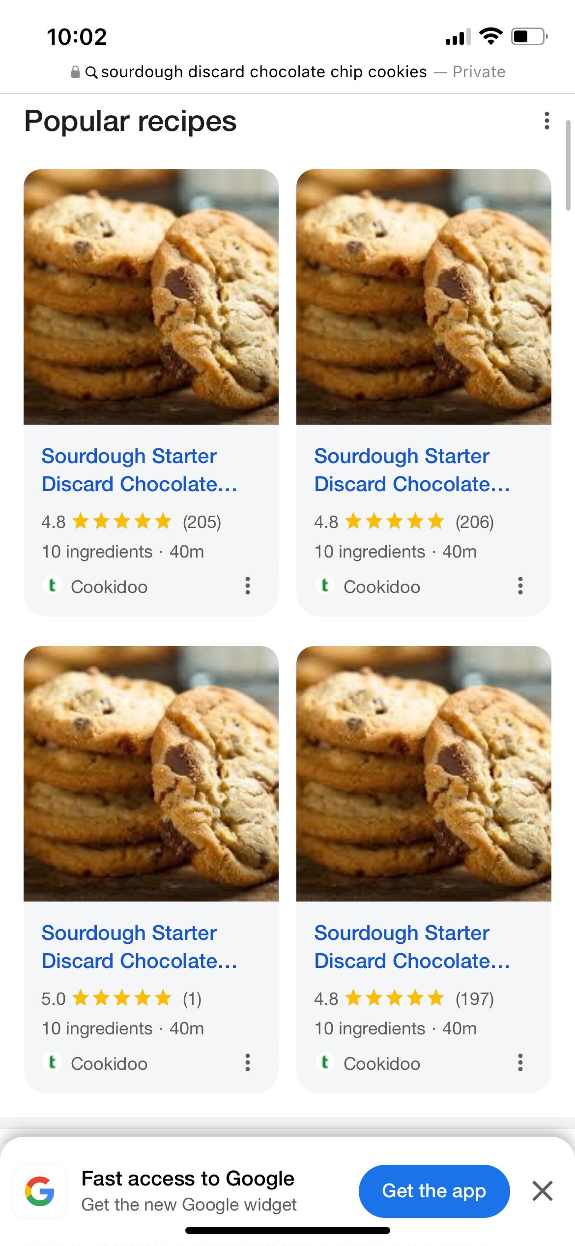 Carrousel des résultats de recettes Dup