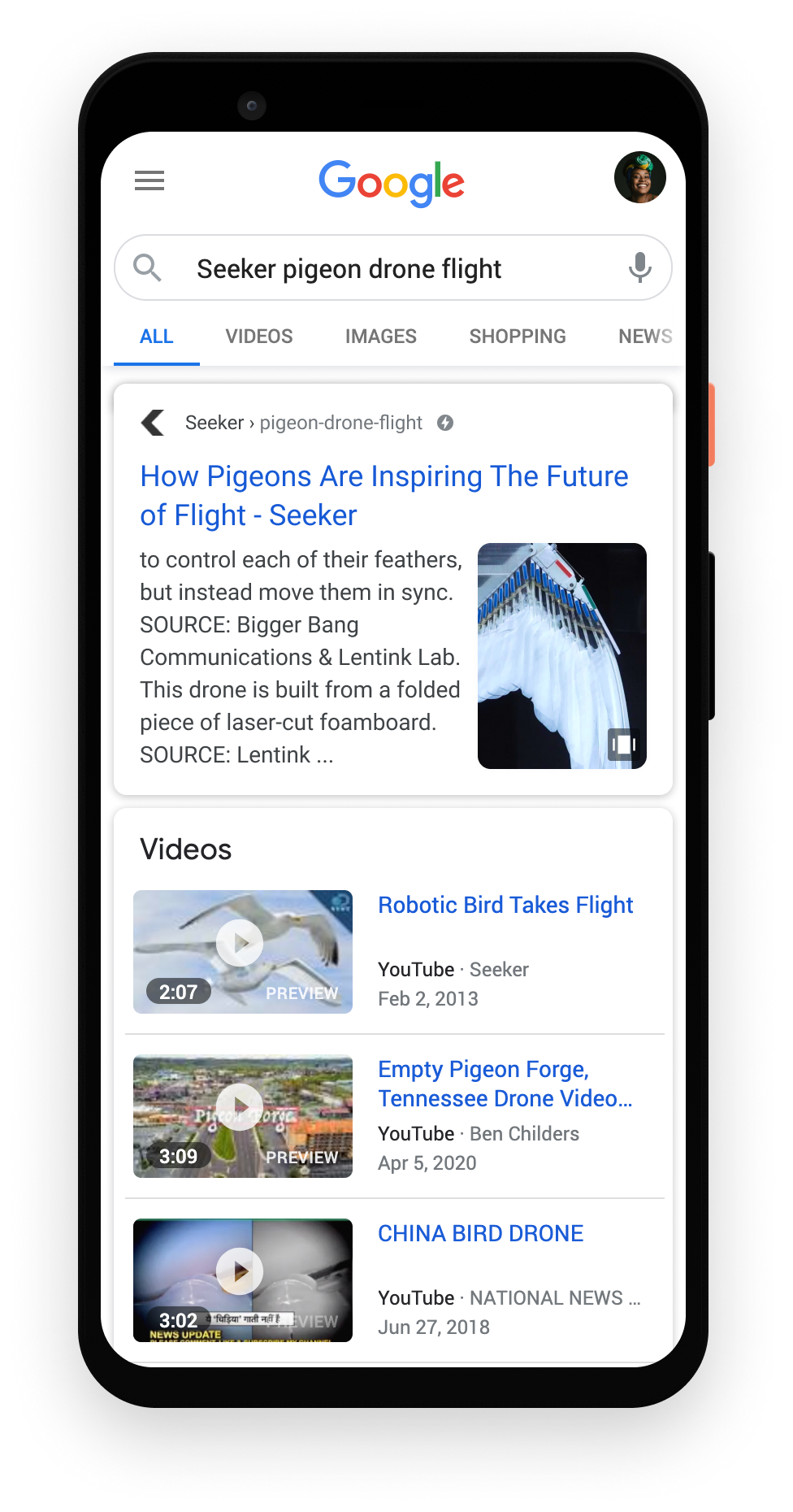 Résultats uniques des histoires Web