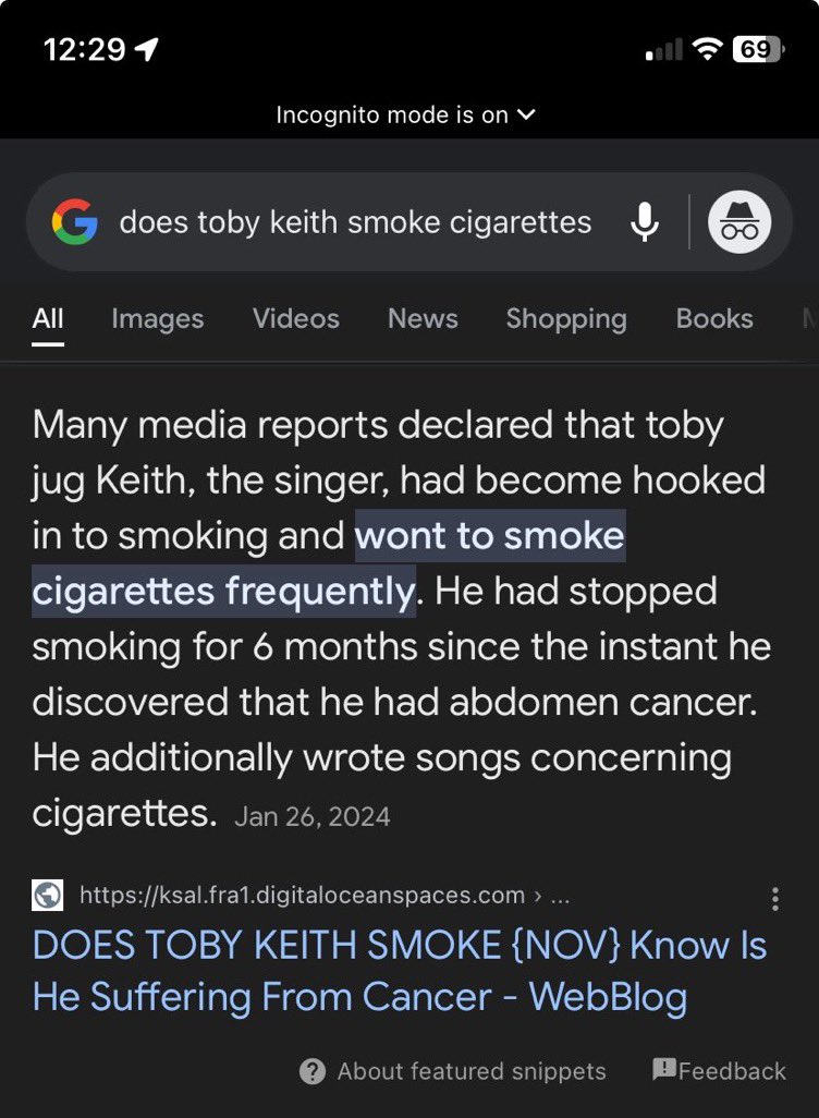 Extrait de code incorrect de Google