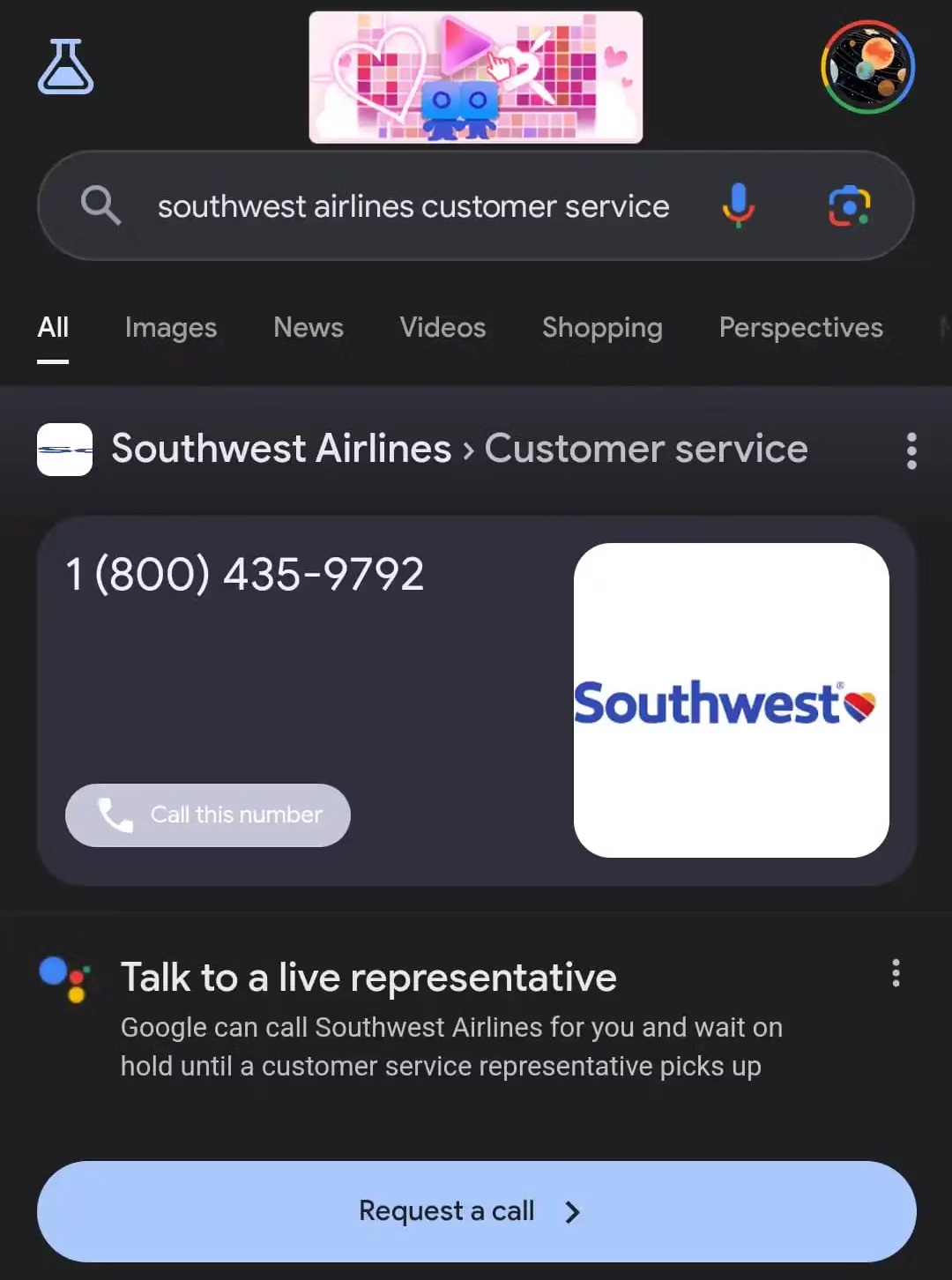 Recherche Google Demander un appel en attente