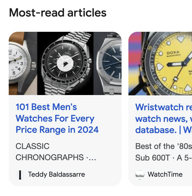 Carrousel mobile le plus lu de Google