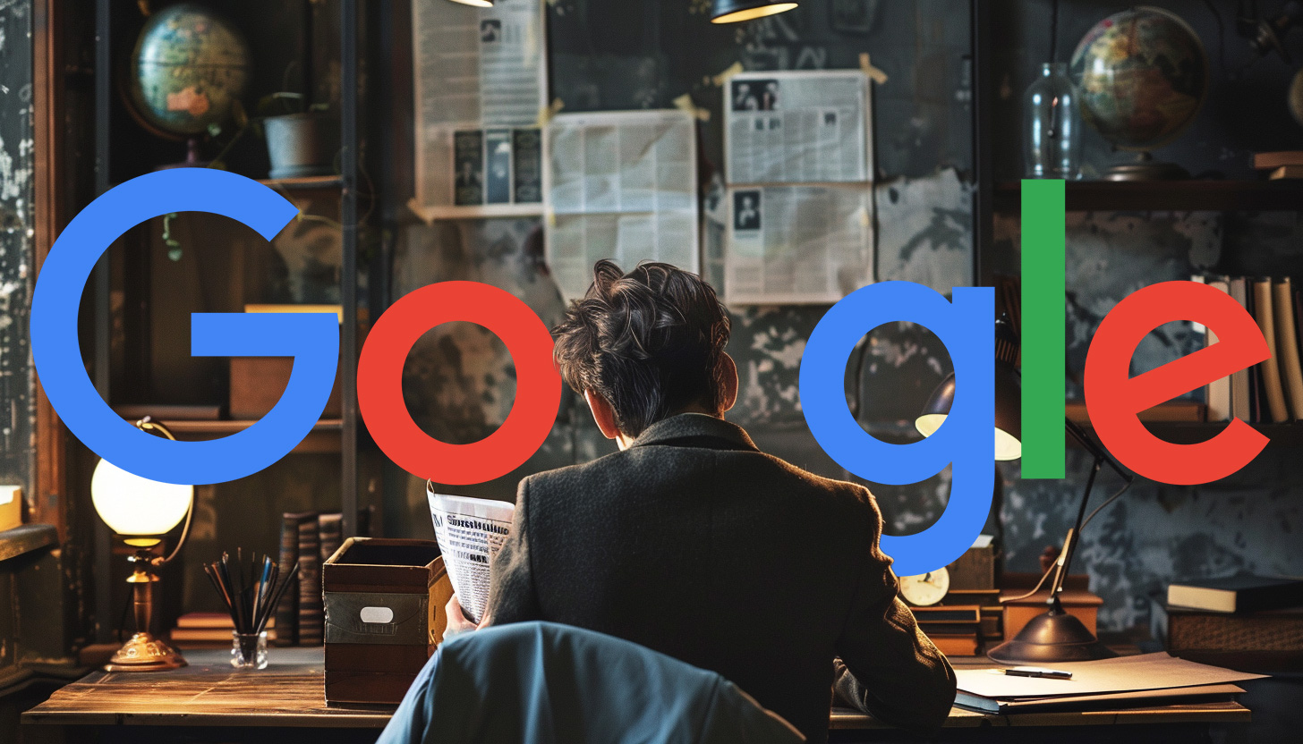Man Reading Google Logo
