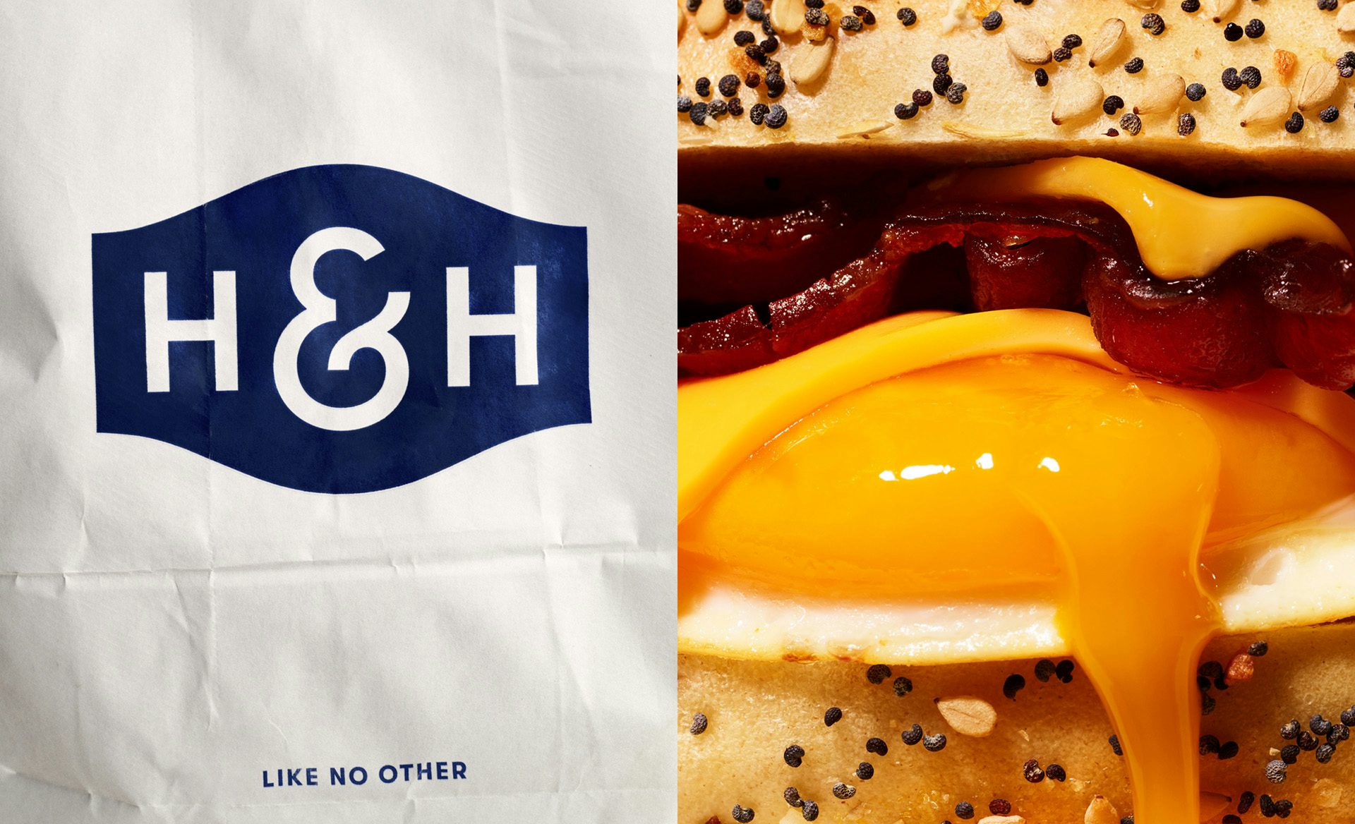 Graphique montrant la nouvelle identité H&H Bagels par High Tide