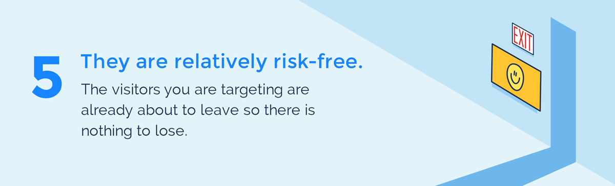 guide visuel pour les popups d'intention de sortie, ils sont relativement sans risque