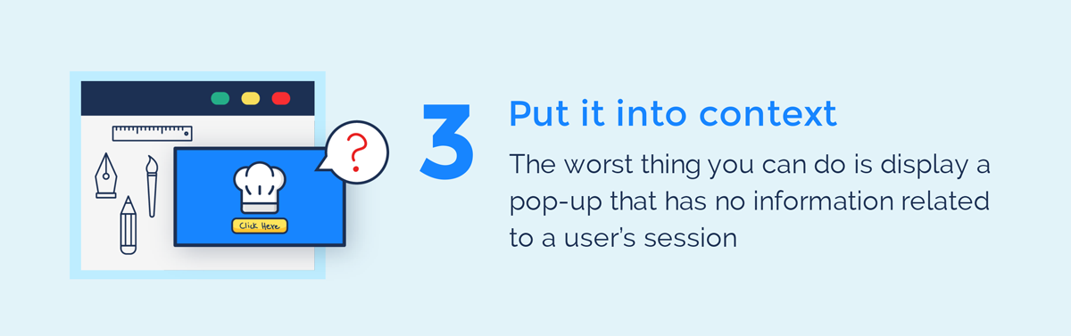 guide visuel pour les popups d'intention de sortie, mettez-le en contexte