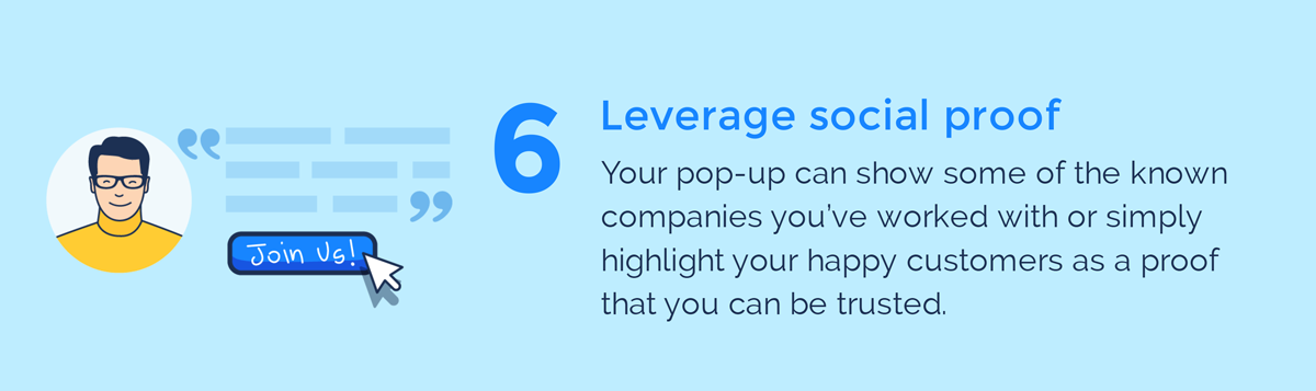 guide visuel pour les popups d'intention de sortie tirant parti de la preuve sociale