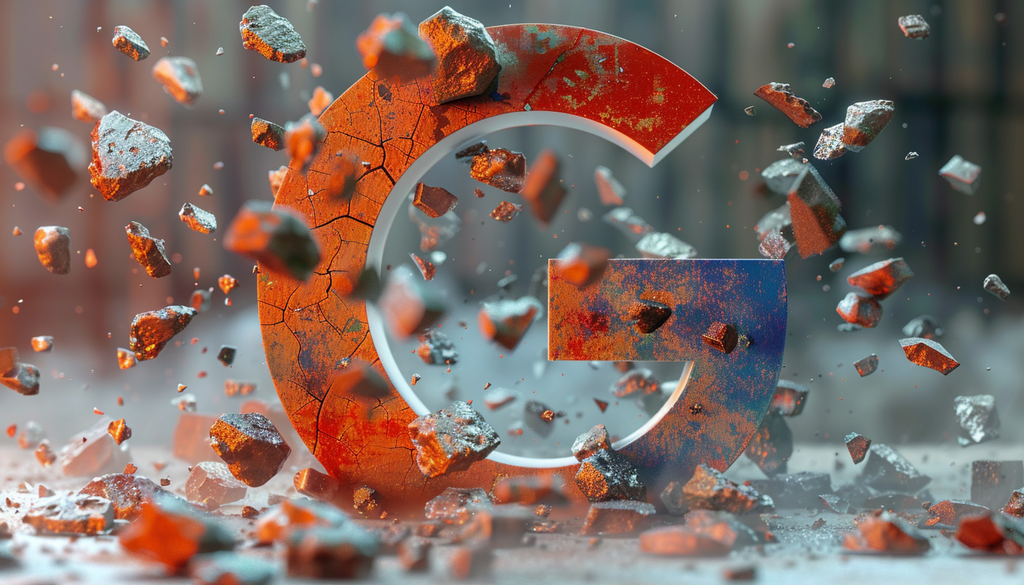 Google Logo Ranking Rocks Falling