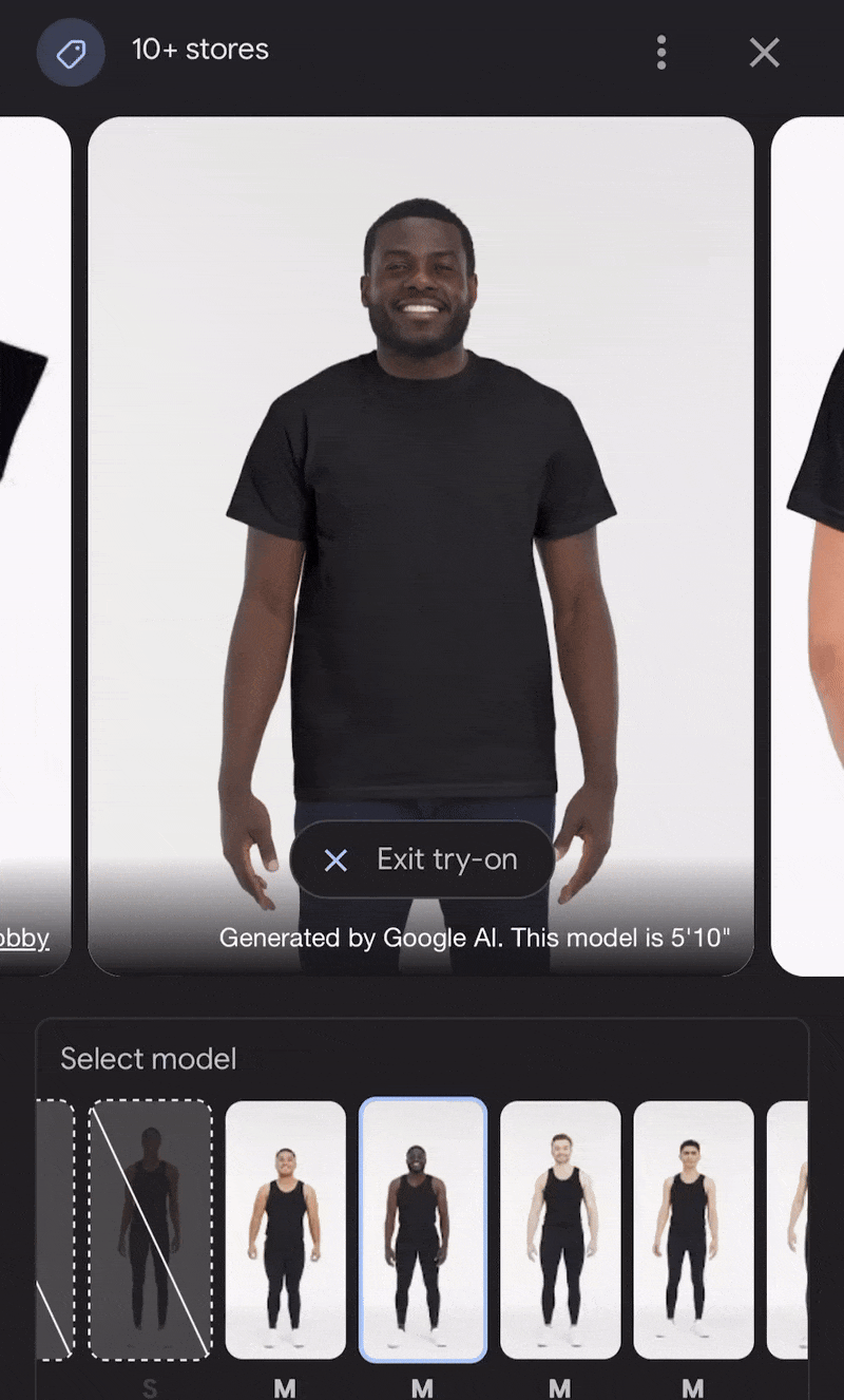 Hauteur du modèle Google Virtual Tryon