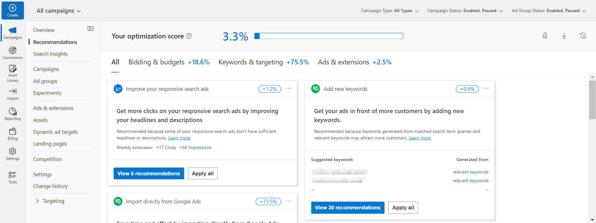 Ma nouvelles recommandations