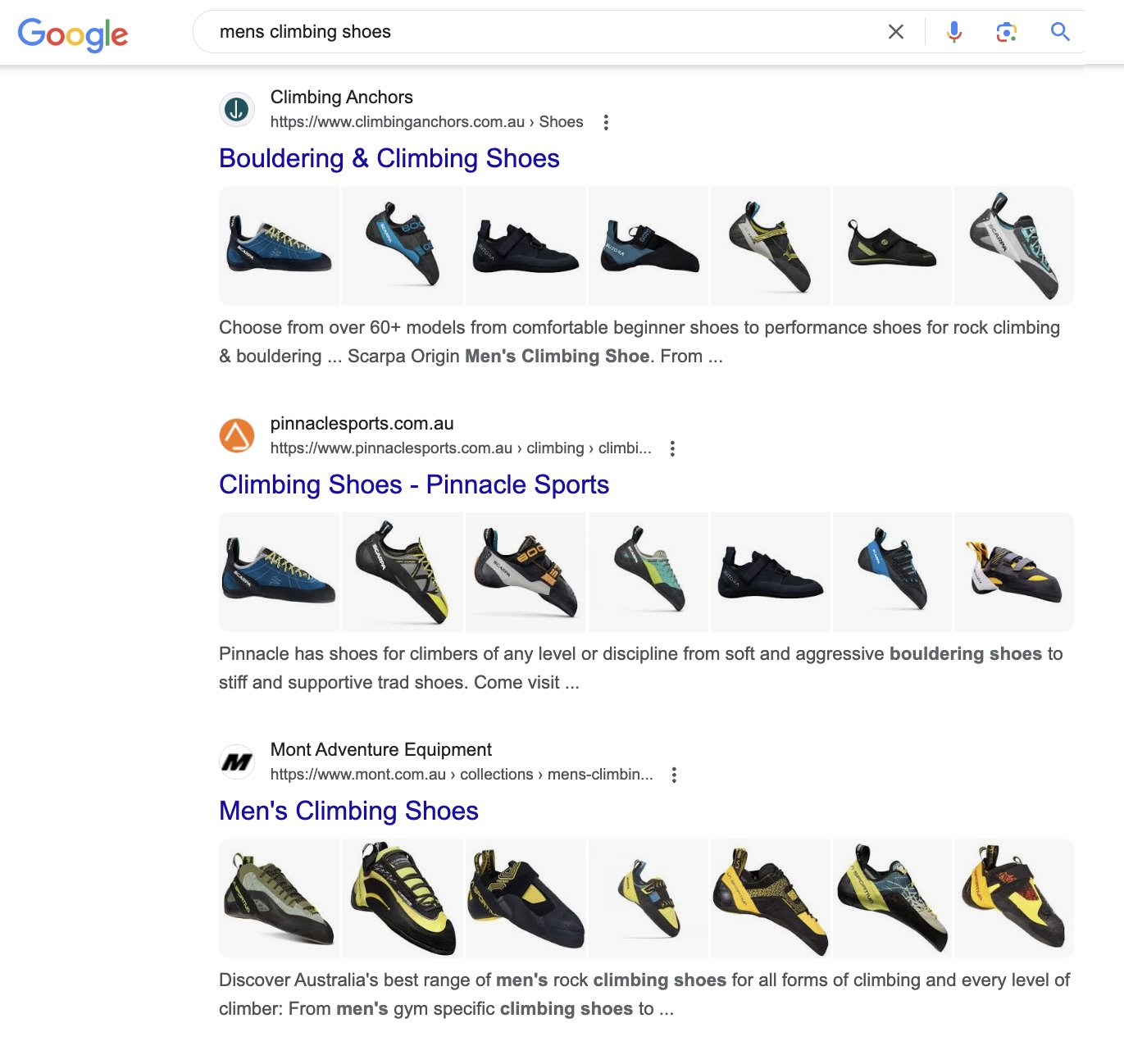 Extraits d'images de produits de recherche Google1