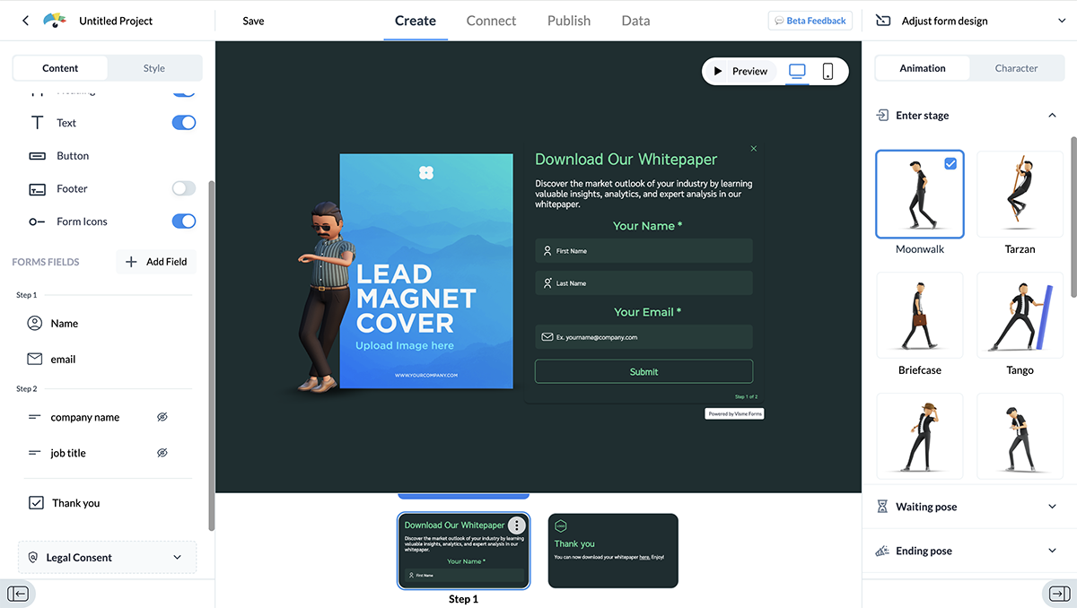 Une image du générateur de formulaires de Visme