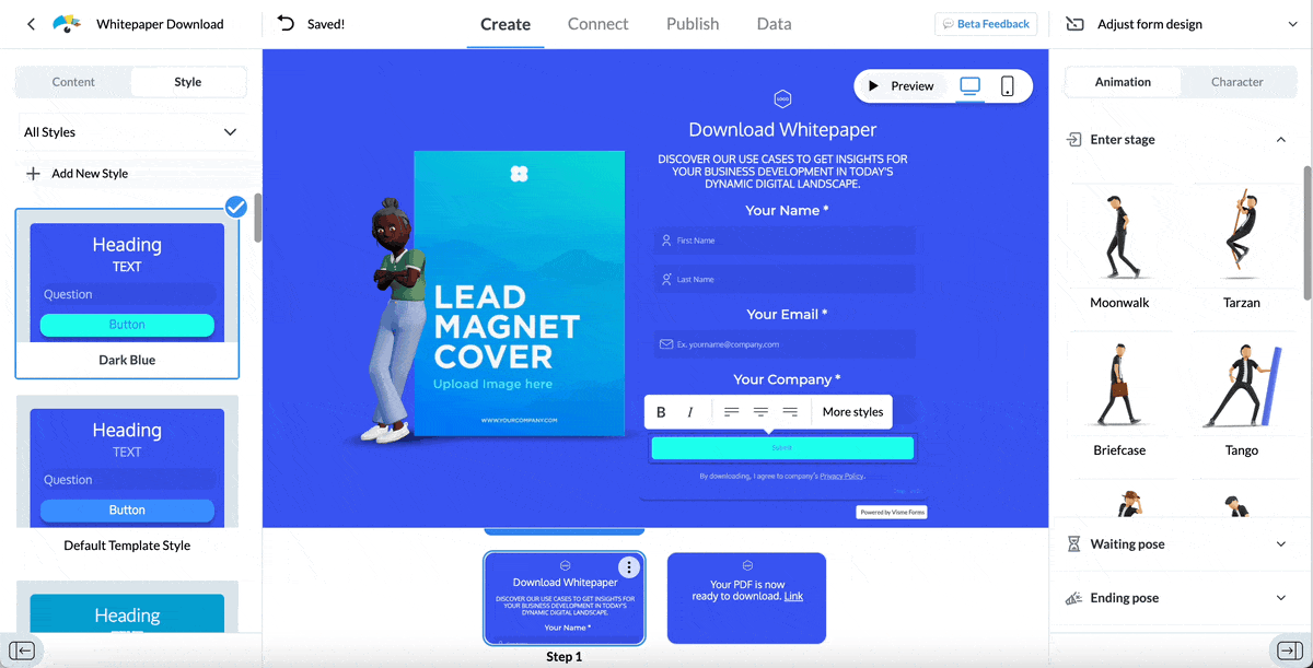 un GIF montrant comment personnaliser le style du formulaire