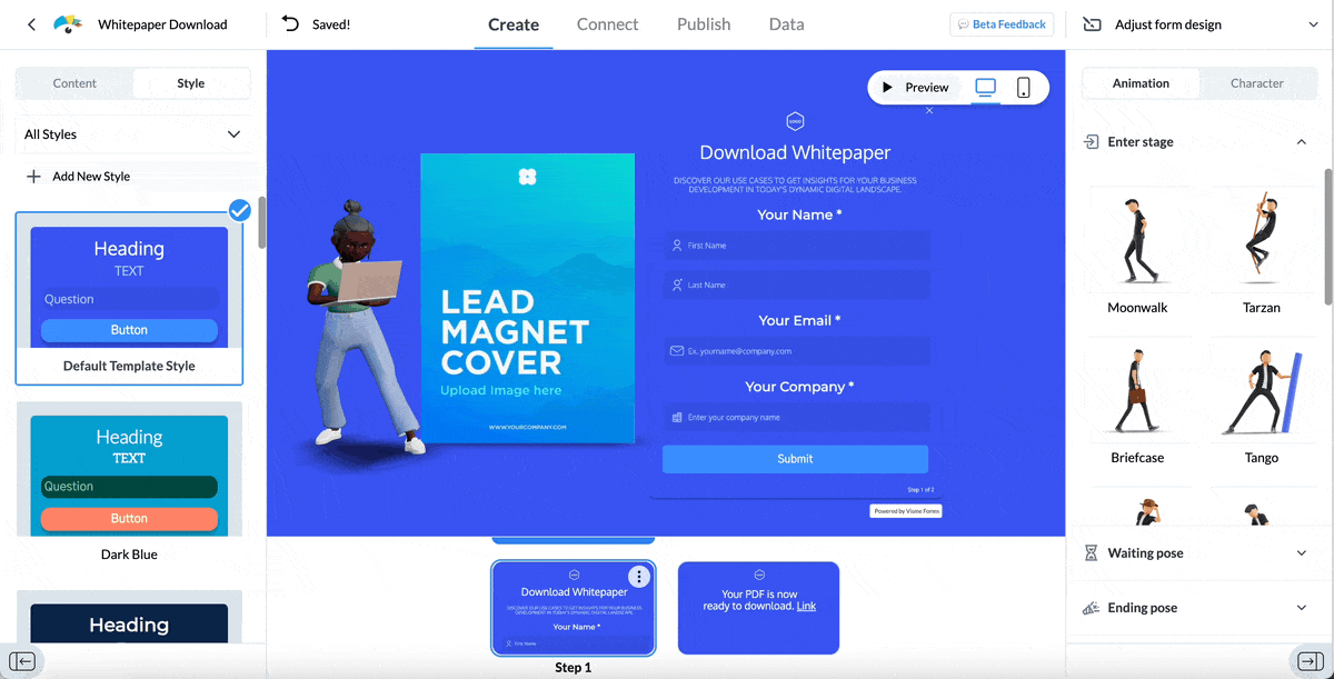 un GIF expliquant comment personnaliser le contenu du formulaire 