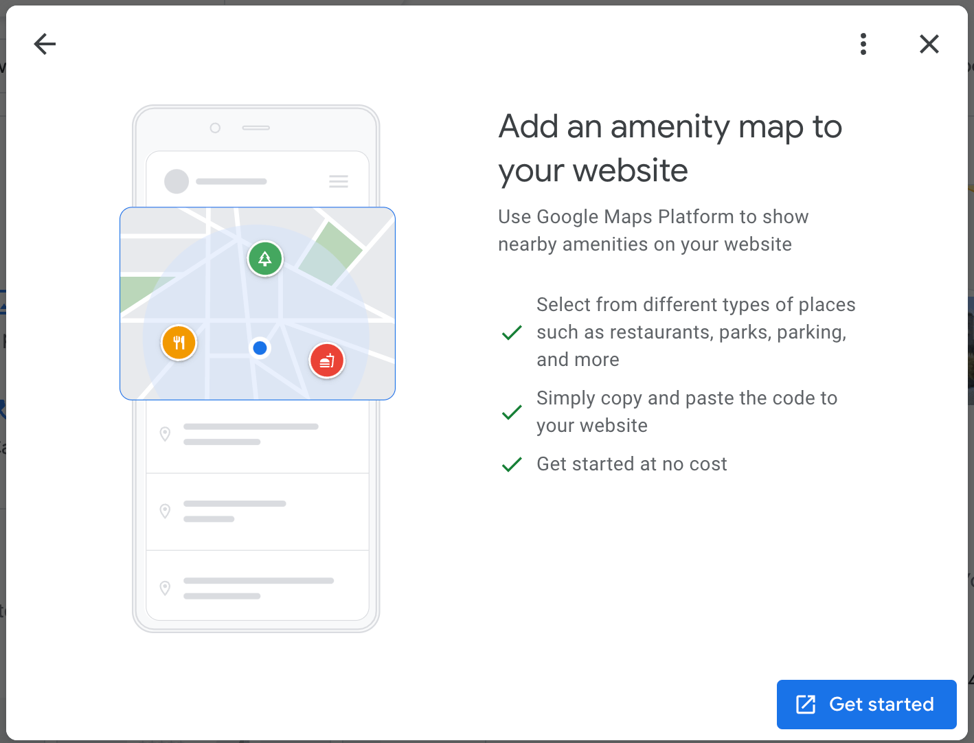 Fonctionnalité de superposition de cartes de profils d'entreprise Google